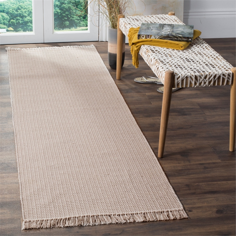 Safavieh Montauk 6' X 6' Square Hand Woven Cotton Rug in Ivory and Red