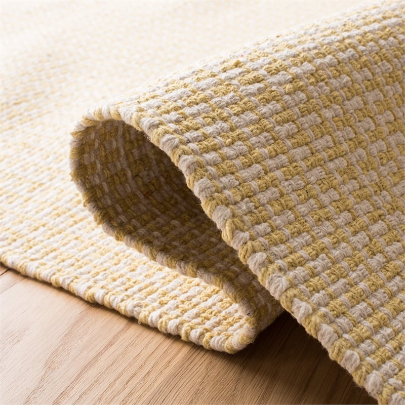 Safavieh Montauk 3' X 5' Hand Woven Cotton Rug in Ivory and Yellow