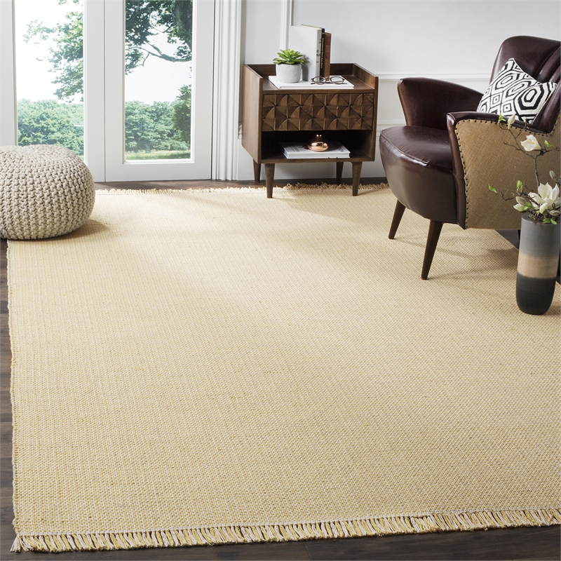 Safavieh Montauk 6' X 9' Hand Woven Cotton Rug in Ivory and Yellow