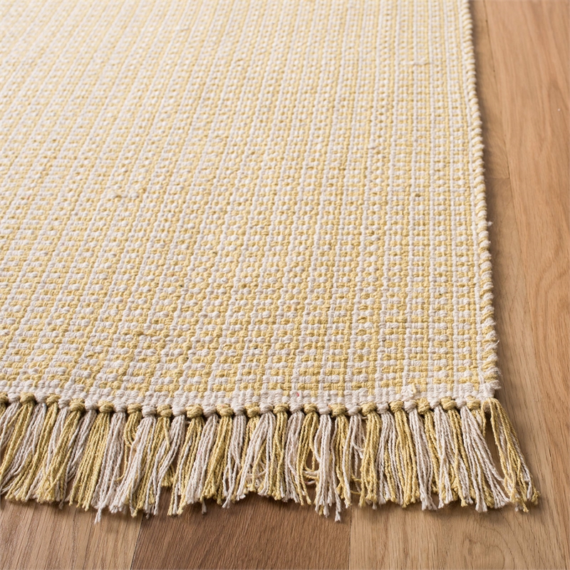 Safavieh Montauk 6' X 9' Hand Woven Cotton Rug in Ivory and Yellow