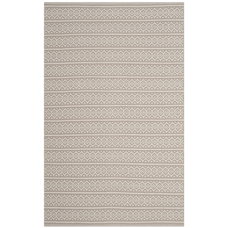 Safavieh Montauk 4' X 6' Hand Woven Cotton Pile Rug in Ivory and Gray