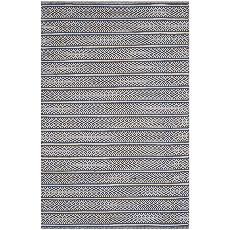 Safavieh Montauk 4' X 6' Hand Woven Cotton Pile Rug in Ivory and Navy