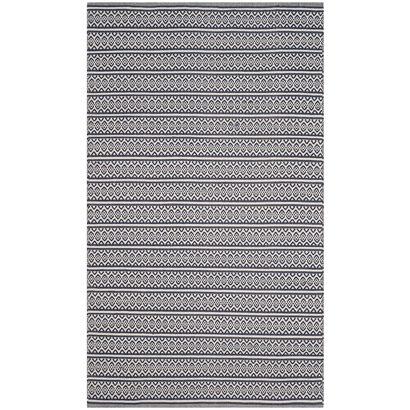 Safavieh Montauk 5' X 8' Hand Woven Cotton Pile Rug in Ivory and Navy