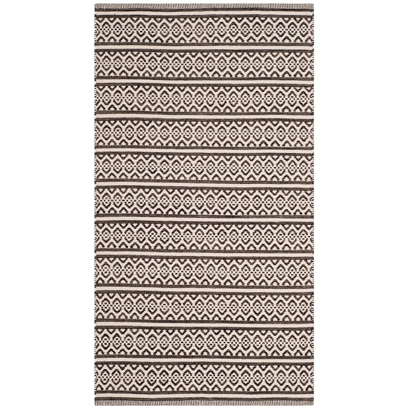 Safavieh Montauk 3' X 5' Hand Woven Cotton Pile Rug in Ivory and Black