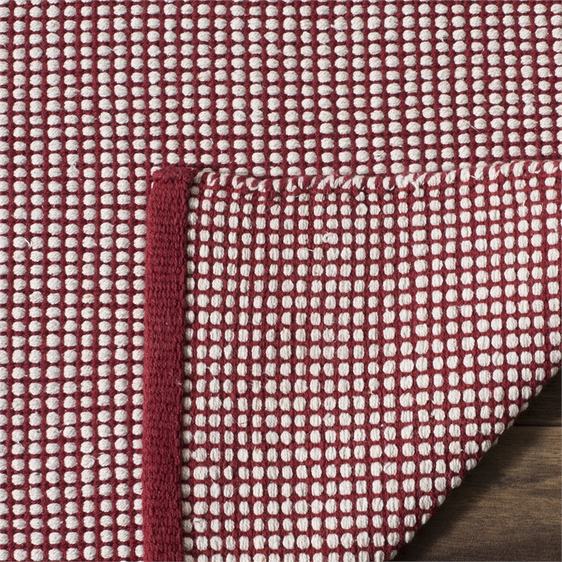 Safavieh Montauk 3' X 5' Hand Woven Cotton Pile Rug in Ivory and Red