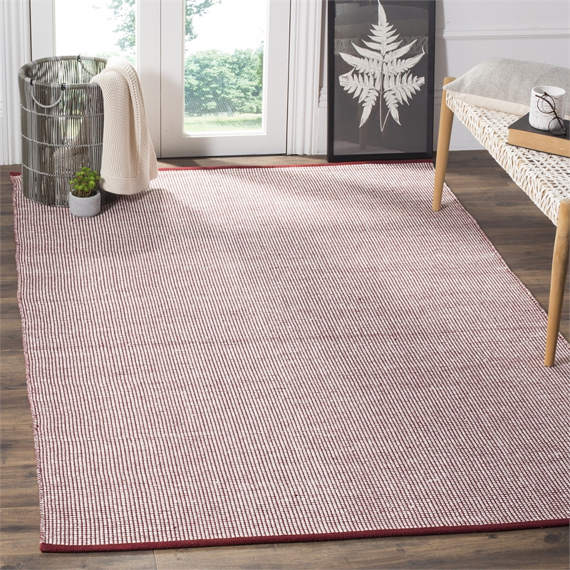 Safavieh Montauk 4' X 6' Hand Woven Cotton Pile Rug in Ivory and Red