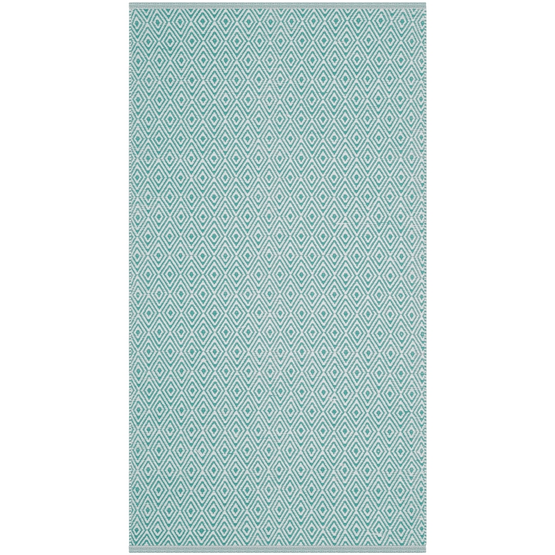Safavieh Montauk 3' X 5' Hand Woven Cotton Pile Rug in Ivory and Aqua