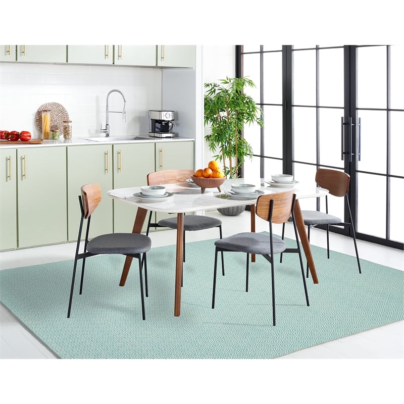Safavieh Montauk 4' X 6' Hand Woven Cotton Pile Rug in Ivory and Aqua
