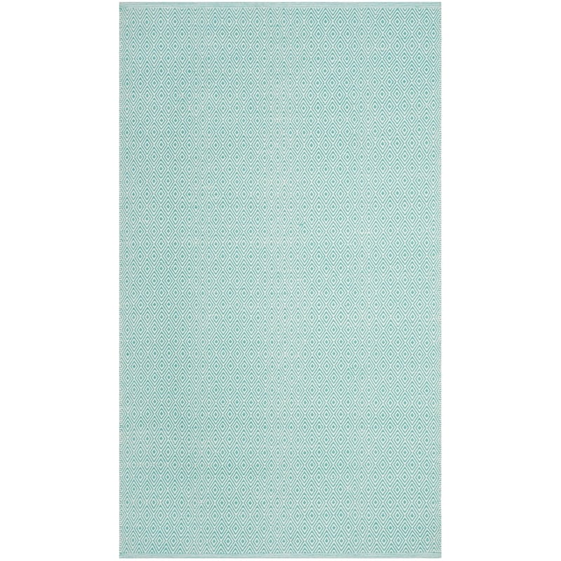 Safavieh Montauk 4' X 6' Hand Woven Cotton Pile Rug in Ivory and Aqua