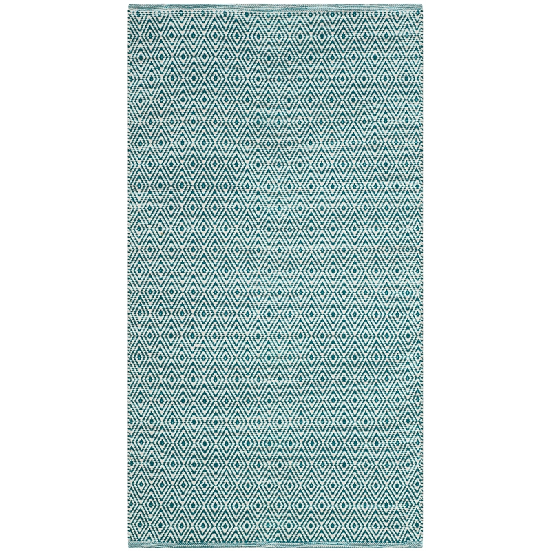 Safavieh Montauk 3' X 5' Hand Woven Cotton Rug in Ivory and Turquoise