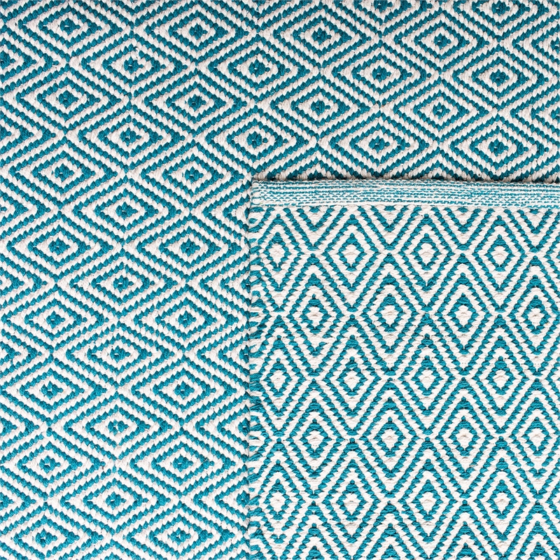 Safavieh Montauk 8' X 10' Hand Woven Cotton Rug in Ivory and Turquoise