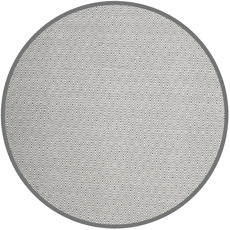 Safavieh Montauk 6' X 6' Round Hand Woven Cotton Rug in Ivory and Gray