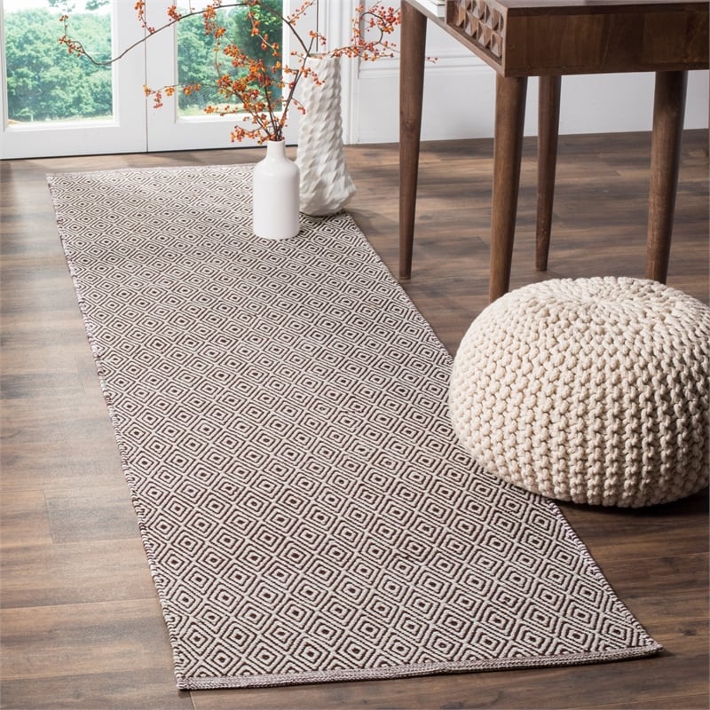 Safavieh Montauk 3' X 5' Hand Woven Cotton Rug in Ivory and Light Blue