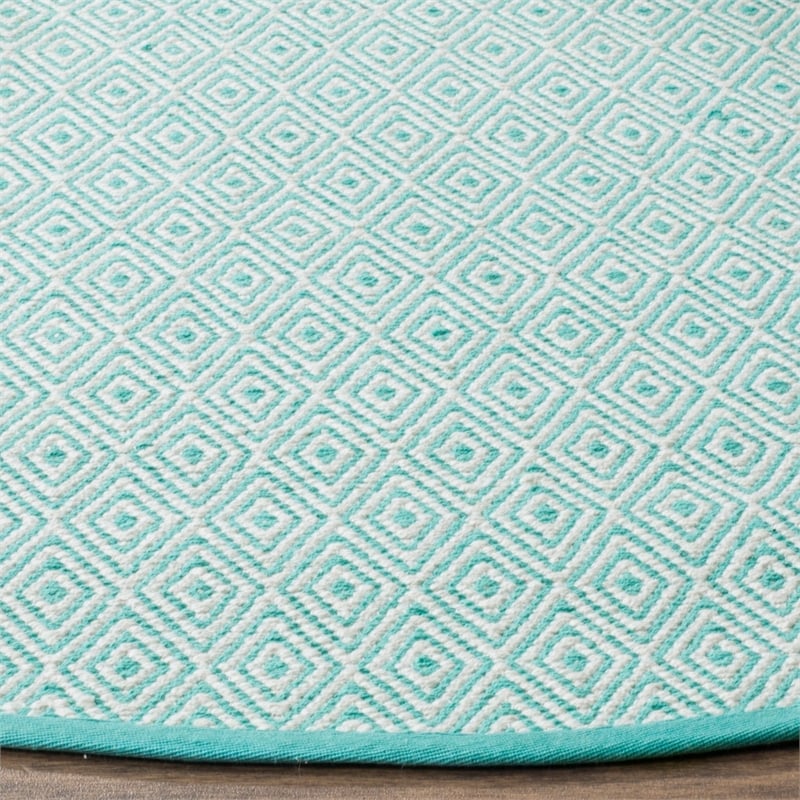 Safavieh Montauk 3' X 5' Hand Woven Cotton Rug in Ivory and Light Blue
