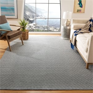 Safavieh Montauk 9' X 12' Hand Woven Cotton Pile Rug in Ivory and Navy