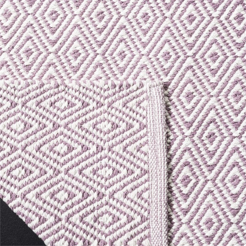 Safavieh Montauk 3' X 5' Hand Woven Cotton Rug in Ivory and Purple