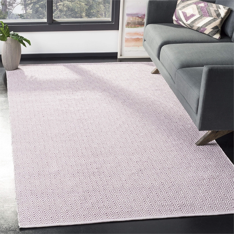 Safavieh Montauk 5' X 8' Hand Woven Cotton Rug in Ivory and Purple