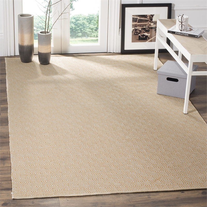 Safavieh Montauk 3' X 5' Hand Woven Cotton Pile Rug in Ivory and Gold