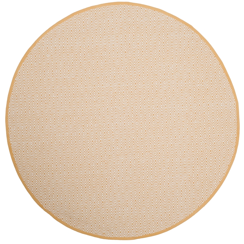 Safavieh Montauk 6' X 6' Round Hand Woven Cotton Rug in Ivory and Gold
