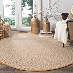 Safavieh Montauk 6' X 6' Round Hand Woven Cotton Rug in Ivory and Rust