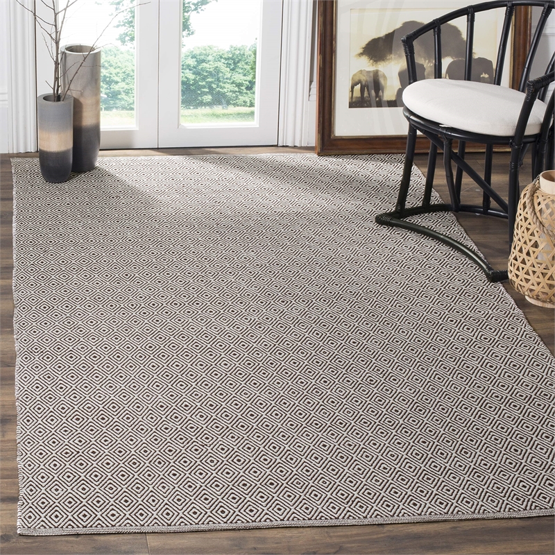 Safavieh Montauk 3' X 5' Hand Woven Cotton Rug in Ivory and Chocolate