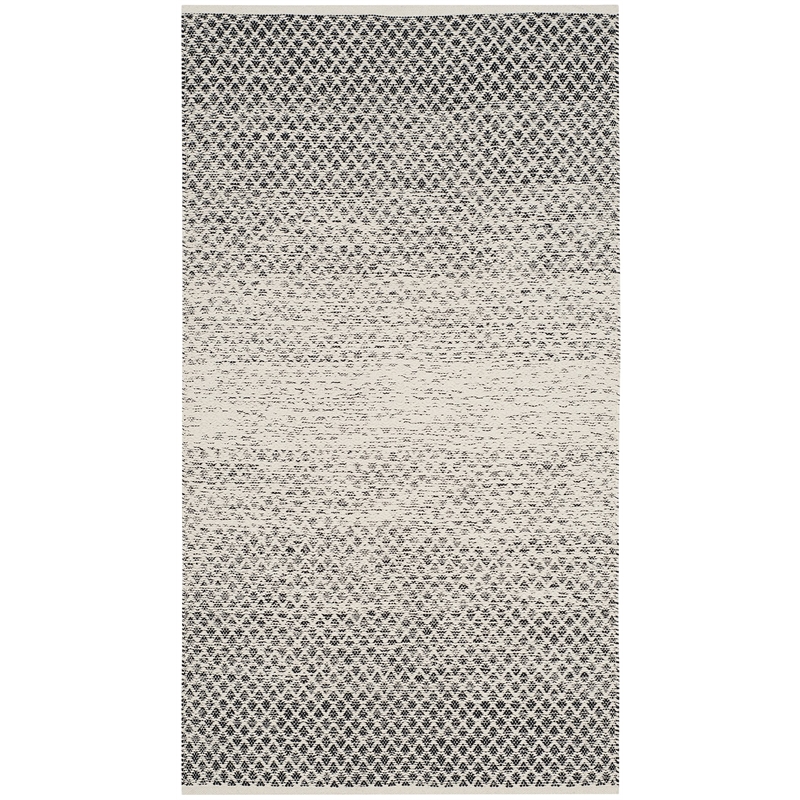 Safavieh Montauk 3' X 5' Hand Woven Cotton Pile Rug in Black and Ivory