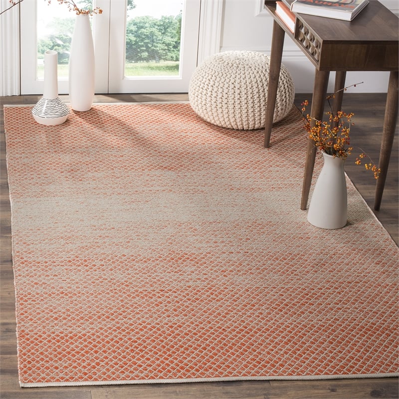 Safavieh Montauk 4' X 6' Hand Woven Cotton Rug in Orange and Ivory