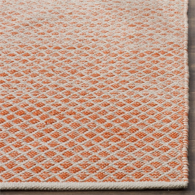 Safavieh Montauk 4' X 6' Hand Woven Cotton Rug in Orange and Ivory