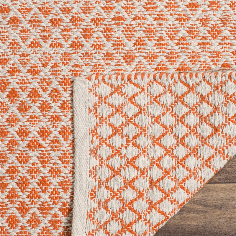 Safavieh Montauk 4' X 6' Hand Woven Cotton Rug in Orange and Ivory