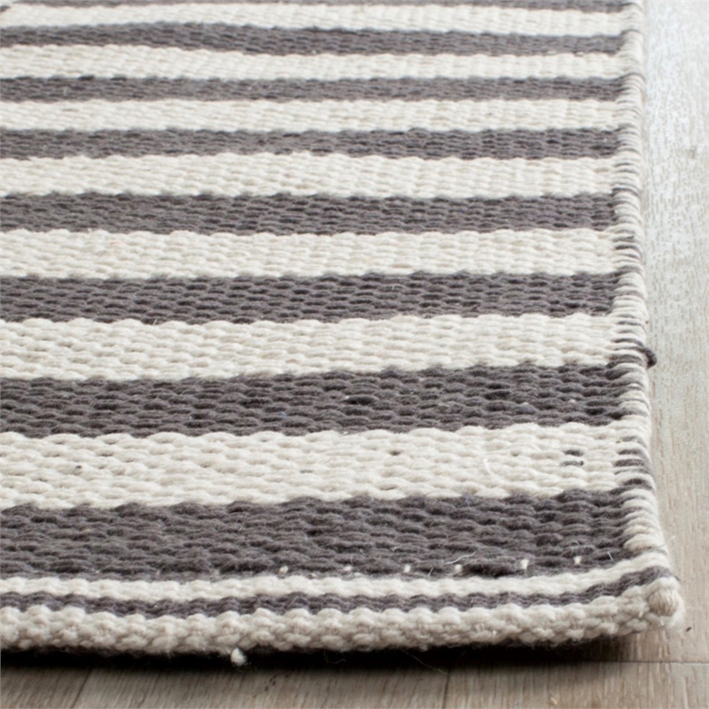 Safavieh Montauk 3' X 5' Hand Woven Cotton Rug in Ivory and Gray
