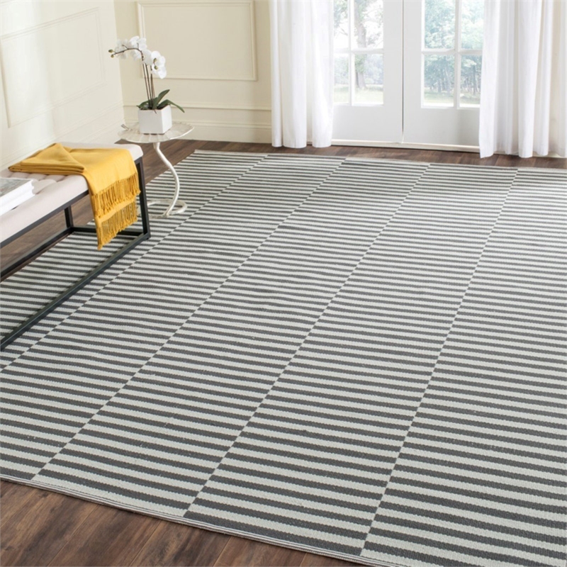 Safavieh Montauk 3' X 5' Hand Woven Cotton Rug in Ivory and Gray