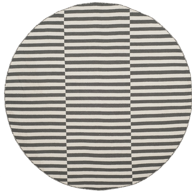 Safavieh Montauk 6' X 6' Round Hand Woven Cotton Rug in Ivory and Gray