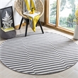 Safavieh Montauk 6' X 6' Round Hand Woven Cotton Rug in Ivory and Gray