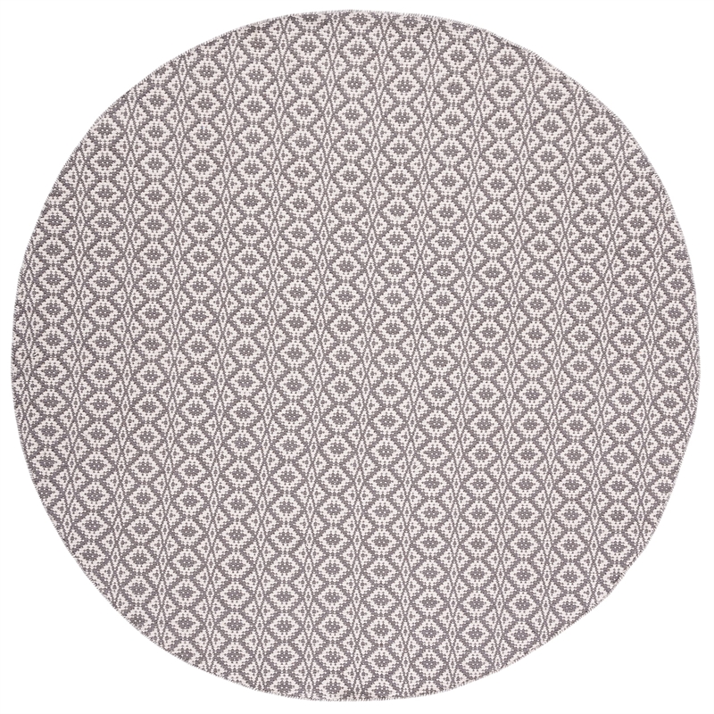 Safavieh Montauk 6' X 6' Round Hand Woven Cotton Rug in Ivory and Gray