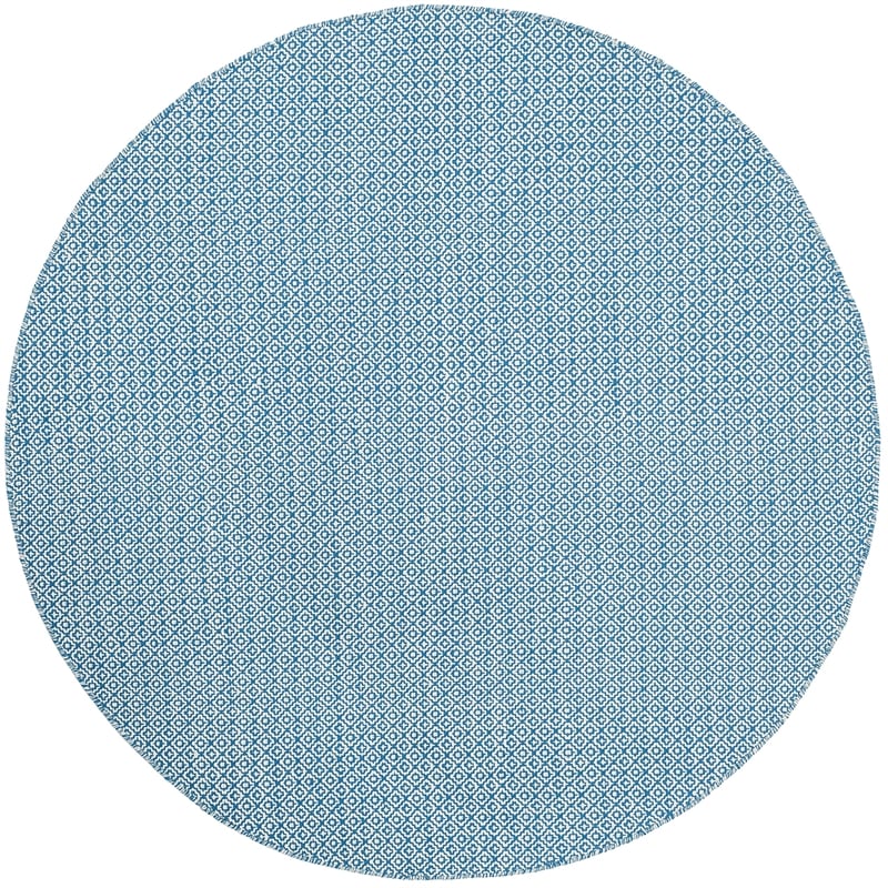 Safavieh Montauk 6' X 6' Round Hand Woven Cotton Rug in Ivory and Blue