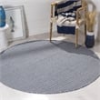Safavieh Montauk 6' X 6' Round Hand Woven Cotton Rug in Ivory and Navy