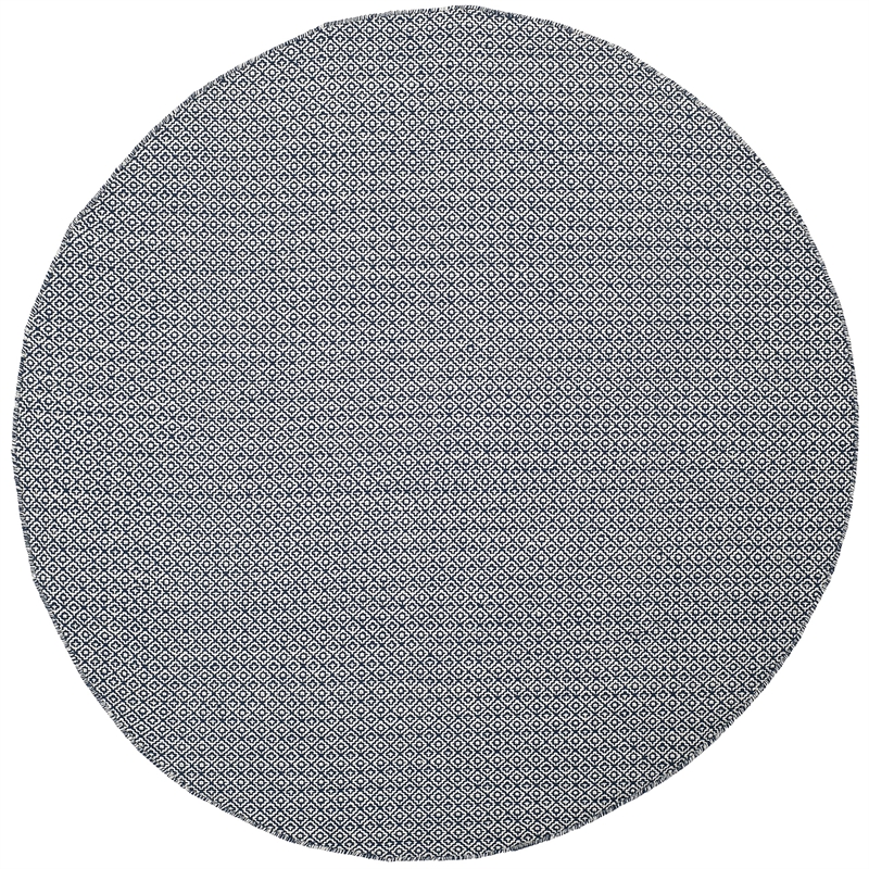 Safavieh Montauk 6' X 6' Round Hand Woven Cotton Rug in Ivory and Navy