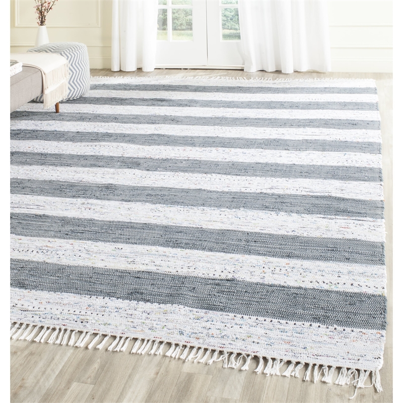 Safavieh Montauk 10' X 14' Hand Woven Cotton Rug in Ivory and Gray