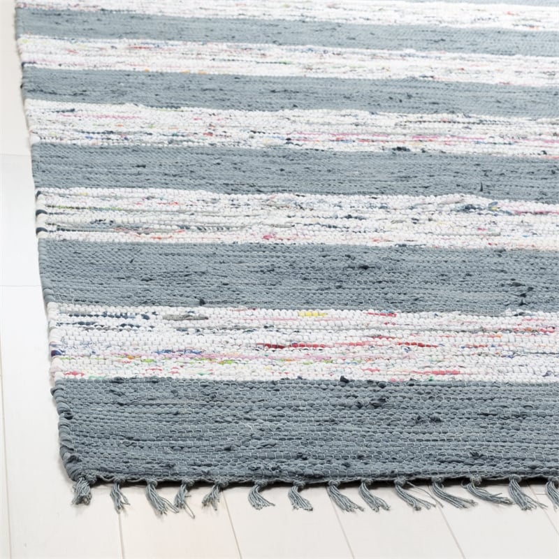 Safavieh Montauk 6' X 9' Hand Woven Cotton Rug in Ivory and Gray