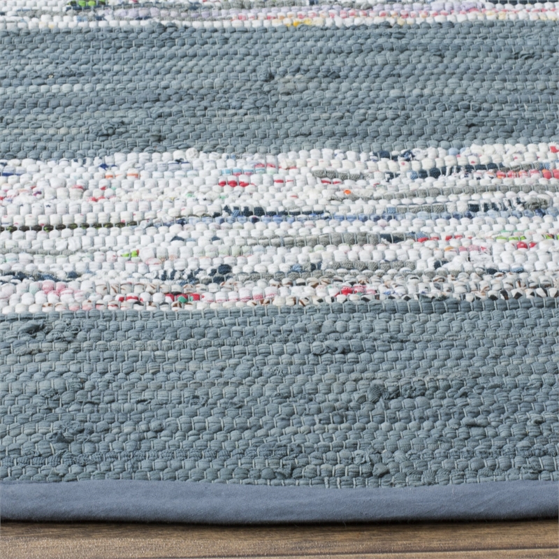 Safavieh Montauk 6' X 6' Round Hand Woven Cotton Rug in Ivory and Gray