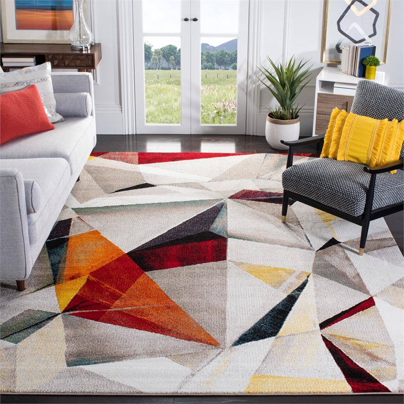 Safavieh Porcello 8' X 10' Rug in Light Gray and Orange