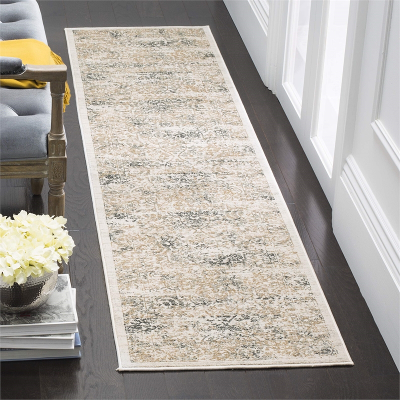 Safavieh Princeton 2' X 10' Rug in Silver and Anthracite