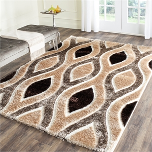 Safavieh Miami Shag 4' X 6' Rug in Beige and Brown