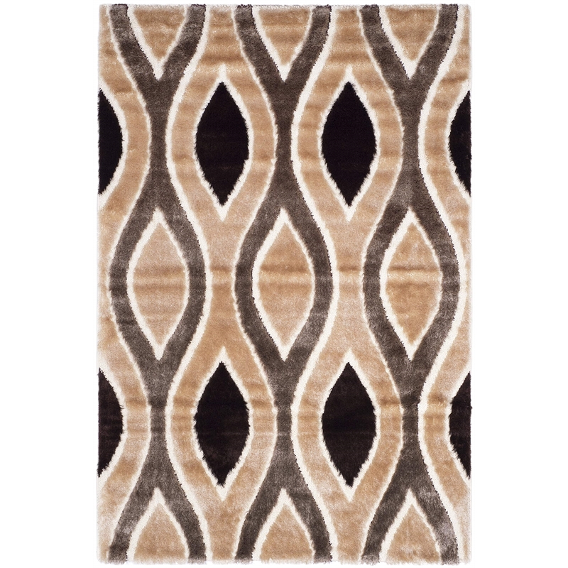 Safavieh Miami Shag 4' X 6' Rug in Beige and Brown
