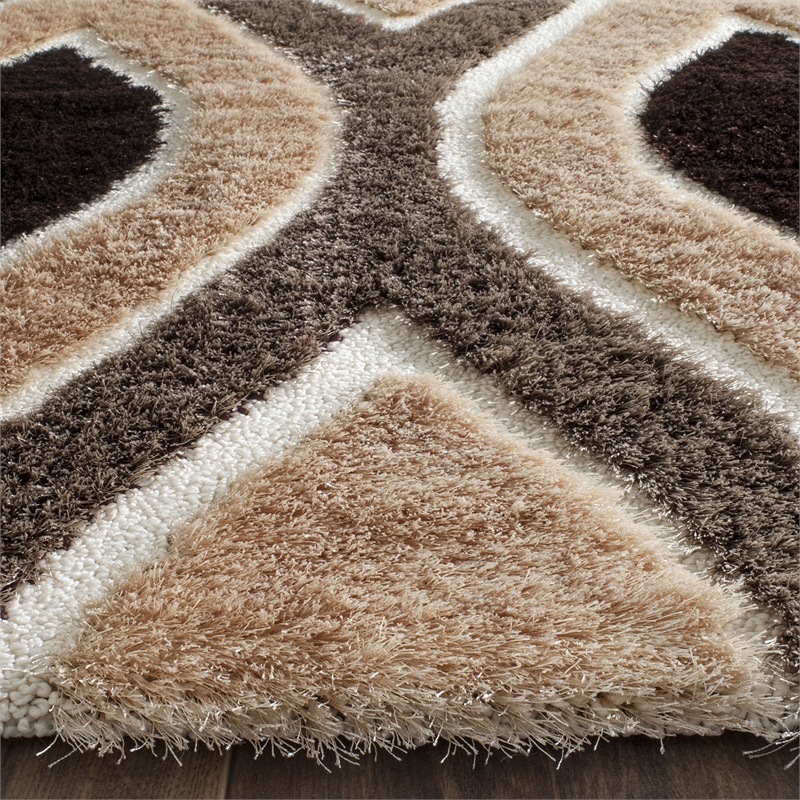 Safavieh Miami Shag 4' X 6' Rug in Beige and Brown