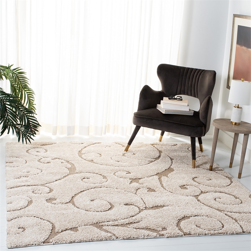 Safavieh Florida Shag 4' X 4' Square Rug in Cream and Beige