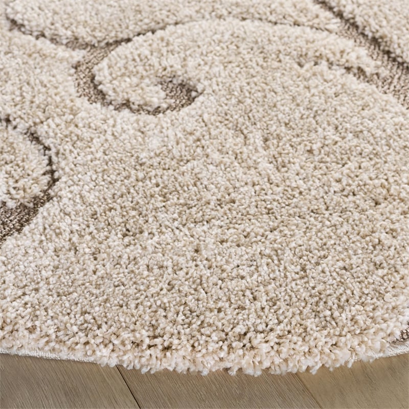 Safavieh Florida Shag 8' X 8' Round Rug in Cream and Beige