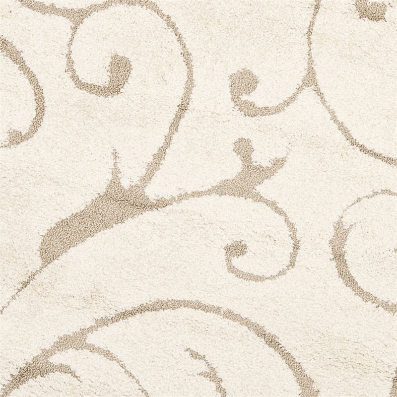 Safavieh Florida Shag 8' X 8' Round Rug in Cream and Beige
