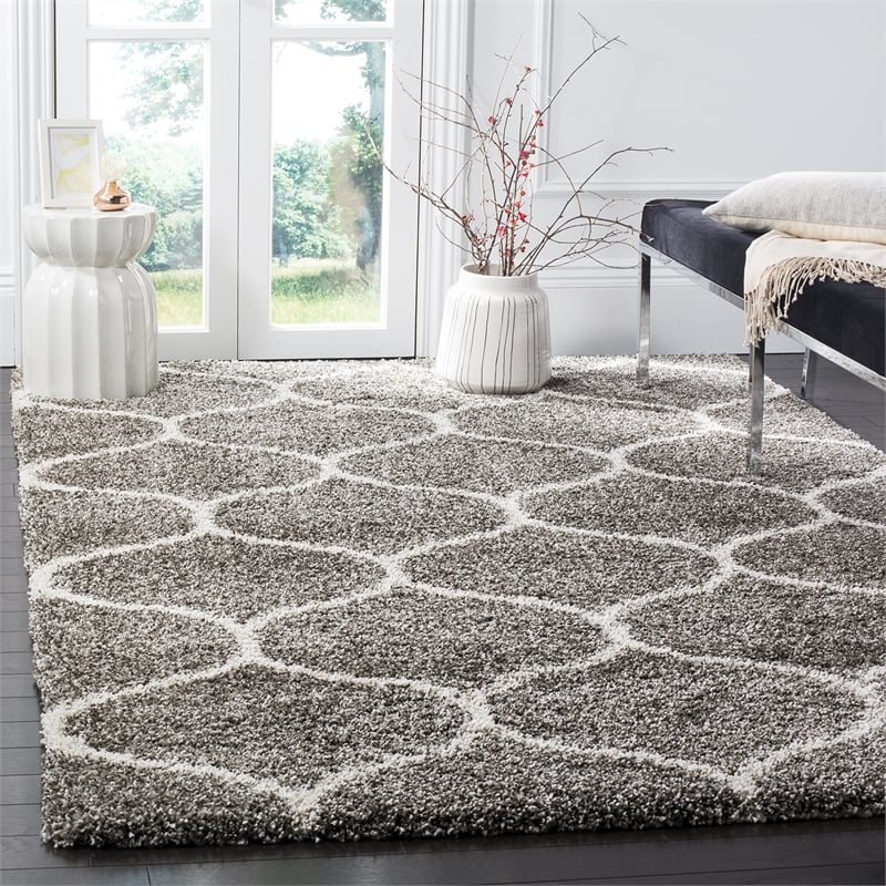 Safavieh Hudson Shag 9' X 9' Square Rug in Gray and Ivory