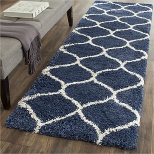 Safavieh Hudson Shag 2' 3&quot X 3' 9&quot Rug in Navy and Ivory